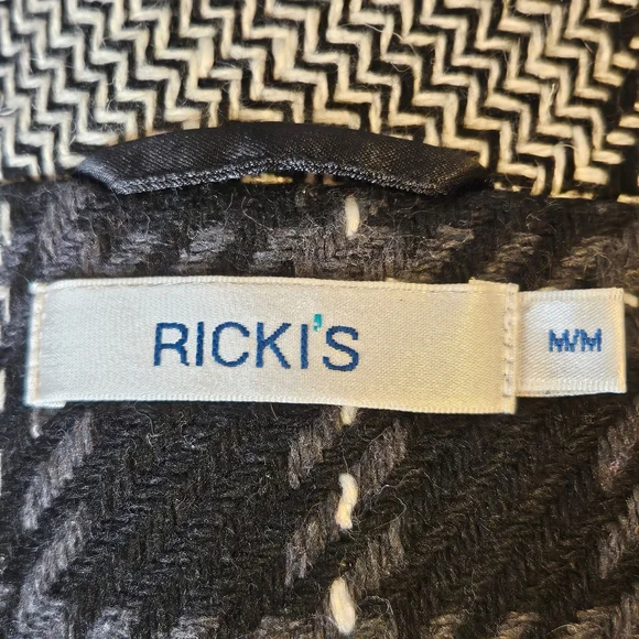 Ricki's Wool Blend Pea Coat Black Gray Plaid Checkered Women's Size M - Picture 2 of 14